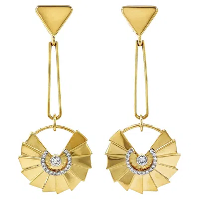 Pre-owned Valentin Magro 18k Yellow Gold Fan Diamond Drop Earrings