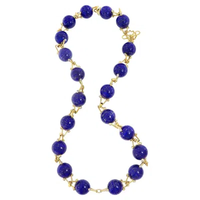 Pre-owned Valentin Magro 18k Yellow Gold Lapis Gumball And Diamond Necklace