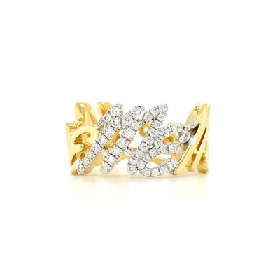Pre-owned Valentin Magro 18k Yellow Gold Letter I Love Me More Diamond Ring