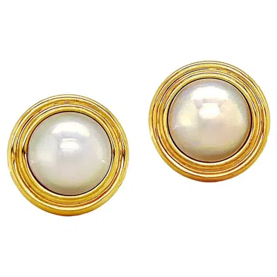 Pre-owned Valentin Magro 18k Yellow Gold Mabe Pearl Double Rim Earrings