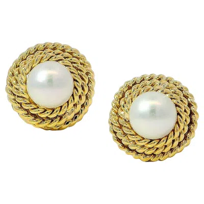 Pre-owned Valentin Magro 18k Yellow Gold Pearl Coil Cufflinks, Unisex, 2ct