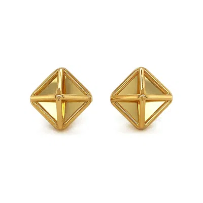 Pre-owned Valentin Magro 18k Yellow Gold Pyramid Stud Earrings