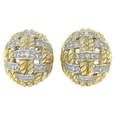 Pre-owned Valentin Magro 18k Yellow Gold Rope Overlap Dome Diamond Clip-on Earrings