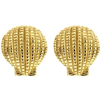 Pre-owned Valentin Magro 18k Yellow Gold Scallop Shell Earrings