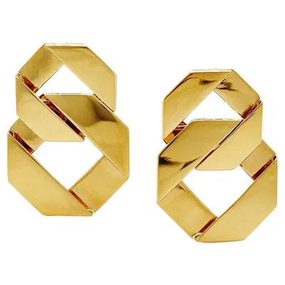 Pre-owned Valentin Magro 18k Yellow Gold Small Double Fold Over Earrings