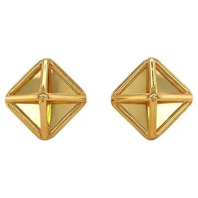 Pre-owned Valentin Magro 18k Yellow Gold Small Pyramid Stud Earrings