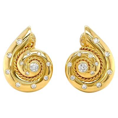Pre-owned Valentin Magro 18k Yellow Gold Snail Diamond Earrings