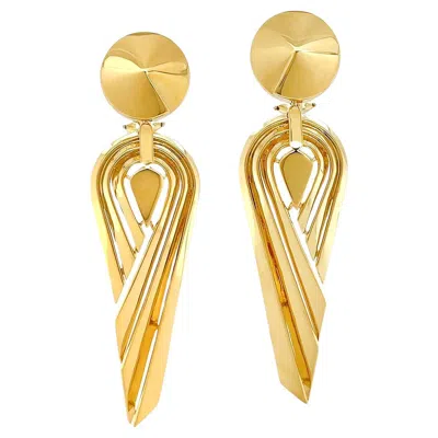 Pre-owned Valentin Magro 18k Yellow Gold Stepped Deco Dangle Earrings