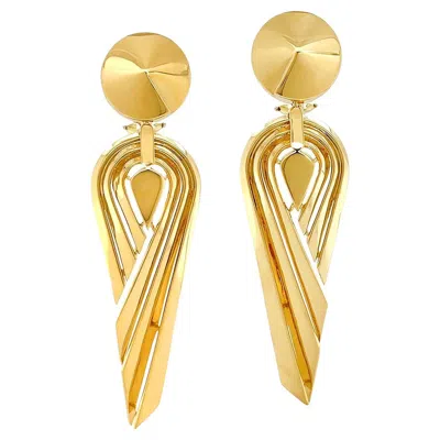 Pre-owned Valentin Magro 18k Yellow Gold Stepped Deco Dangle Earrings