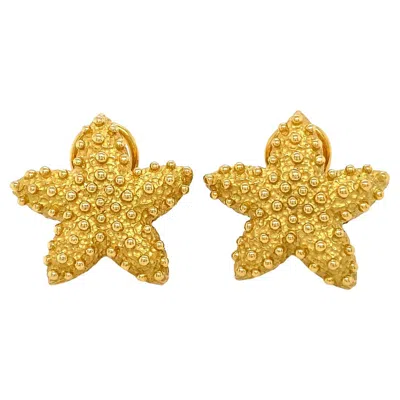 Pre-owned Valentin Magro 18k Yellow Gold Textured Starfish Clip-on Earrings