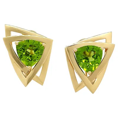 Pre-owned Valentin Magro 18k Yellow Gold Trillion Peridot Clip-on Earrings