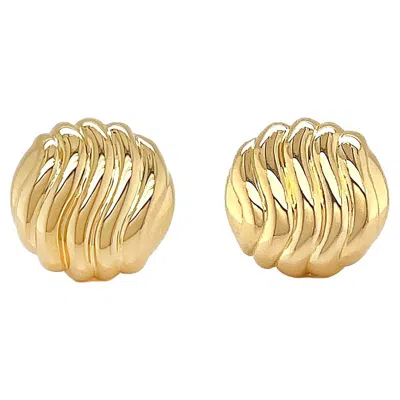 Pre-owned Valentin Magro 18k Yellow Gold Wavy Pattern Stud Earrings