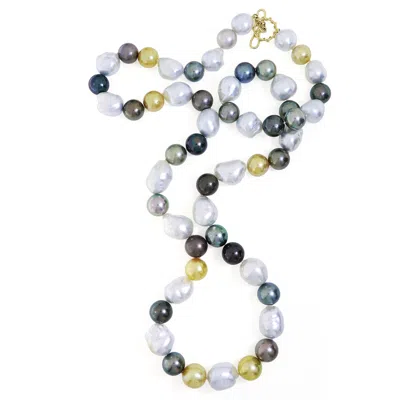 Pre-owned Valentin Magro 18k Yellow Gold White, Grey, Gold Baroque Pearl And Tahitian Necklace
