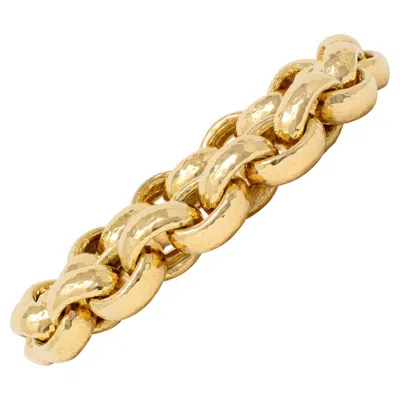 Pre-owned Valentin Magro 1990's 18 Karat Yellow Gold Vintage Hammered Rollo Link Bracelet