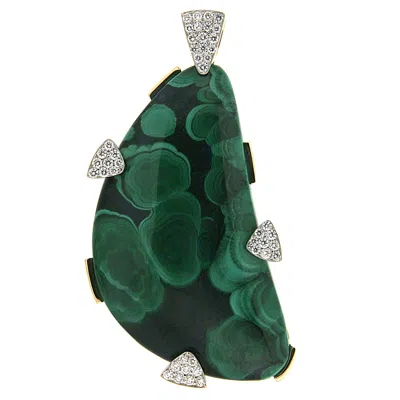 Pre-owned Valentin Magro Azurite Malachite Diamond 18k Yellow Gold Pendant