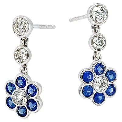 Pre-owned Valentin Magro Blue Sapphire And Diamond 18k White Gold Drop Earrings