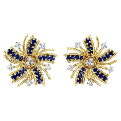 Pre-owned Valentin Magro Blue Sapphire Diamond 18k Yellow Gold Viva El Sol Earrings