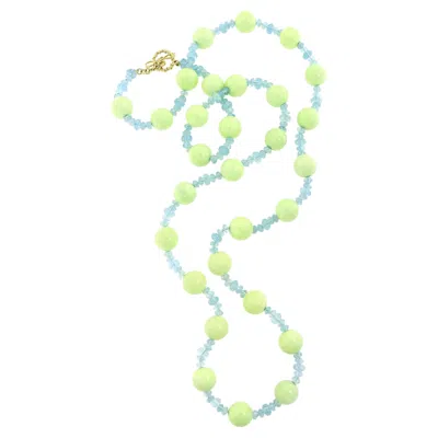Pre-owned Valentin Magro Chrysoprase And Aquamarine 18k Yellow Gold Necklace