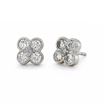 Pre-owned Valentin Magro Diamond Clover 18k White Gold Earrings