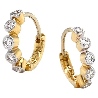 Pre-owned Valentin Magro Five Diamond 18k Yellow Gold Hoop Earrings