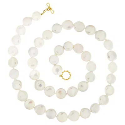 Pre-owned Valentin Magro Freshwater Coin Pearl 18k Yellow Gold Necklace