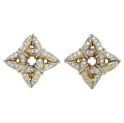 Pre-owned Valentin Magro Gothic Diamond Platinum And 18k Yellow Gold Earrings