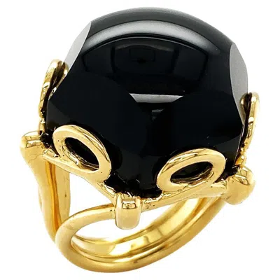 Pre-owned Valentin Magro Hexagon Cabochon Onyx 18k Yellow Gold Ring