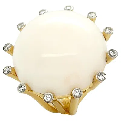 Pre-owned Valentin Magro La Luna Round White Coral Diamond 18k Yellow Gold Ring