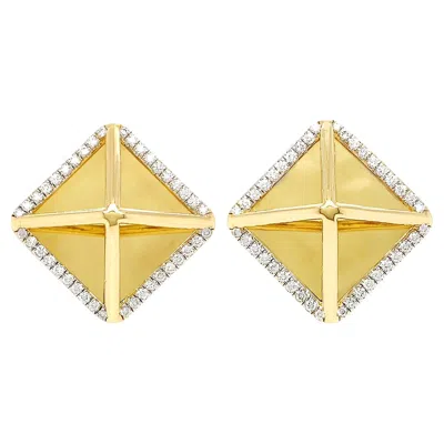 Pre-owned Valentin Magro Large Pyramid Diamond 18k Yellow Gold Earrings