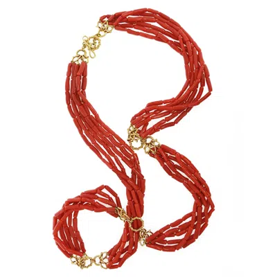 Pre-owned Valentin Magro Memmetti Coral Strand 18k Yellow Gold Necklace