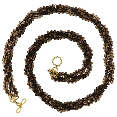 Pre-owned Valentin Magro Multi Strand Smokey Quartz 18k Yellow Gold Necklace