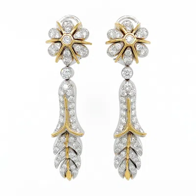 Pre-owned Valentin Magro Orchidea Diamond Platinum And 18k Yellow Gold Earrings