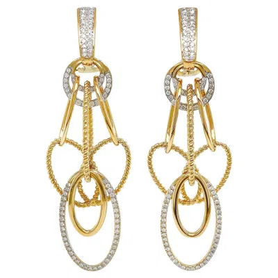 Pre-owned Valentin Magro Oval Cascading Chandelier 18k Yellow And White Gold Diamond Earrings