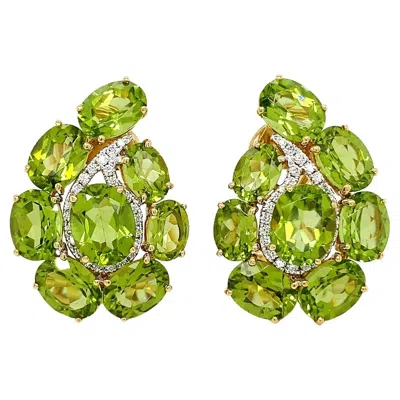 Pre-owned Valentin Magro Paisley Peridot Diamond 18k Yellow Gold Earrings