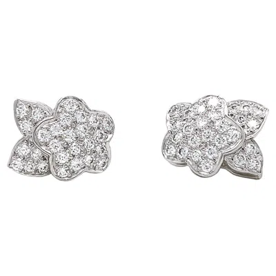 Pre-owned Valentin Magro Pavé Diamond Platinum Flower Stud Earrings In Multi