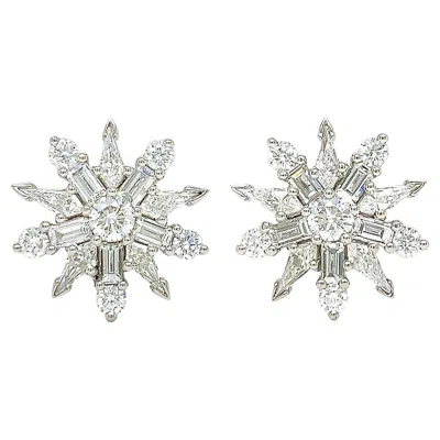 Pre-owned Valentin Magro Platinum Round Baguette Kite Diamond Star Earrings In Multi