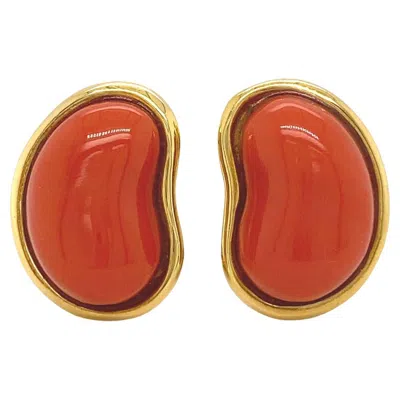 Pre-owned Valentin Magro Red Coral Bean 18k Yellow Gold Earrings