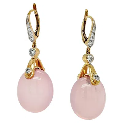 Pre-owned Valentin Magro Rose Quartz 18k Yellow Gold Lever-back Drop Earrings