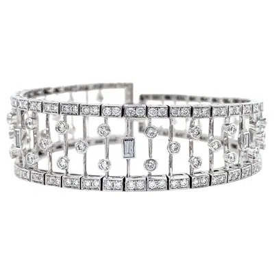 Pre-owned Valentin Magro Tapered Baguette And Round Diamond Platinum Bracelet In Multi