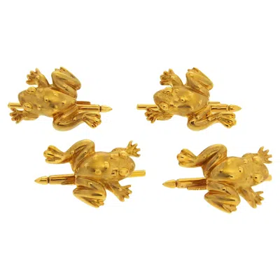 Pre-owned Valentin Magro Textured Gold Frog Shirt Studs In Multi