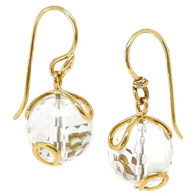 Pre-owned Valentin Magro White Crystal 18k Yellow Gold Wire Earrings