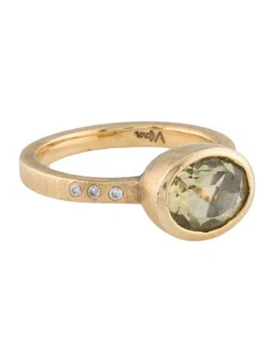 Pre-owned Valentina Kova 14k 1.78ct Quartz & Diamond Poppy Cocktail Ring In Multi
