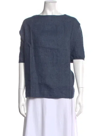 Pre-owned Valentina Kova Linen Crew Neck Top In Blue