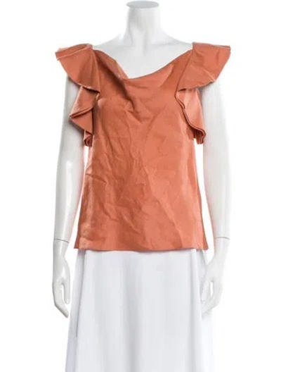 Pre-owned Valentina Kova Linen Off-the-shoulder Top In Orange