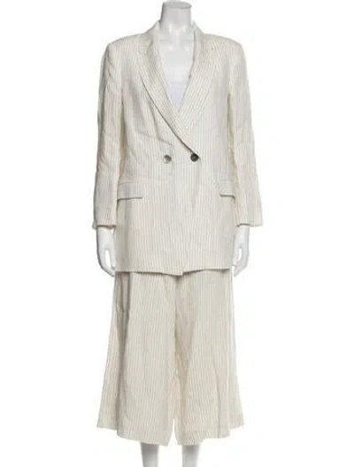 Pre-owned Valentina Kova Linen Striped Pantsuit In Neutral