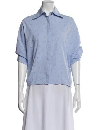 Pre-owned Valentina Kova Printed Short Sleeve Top In Blue