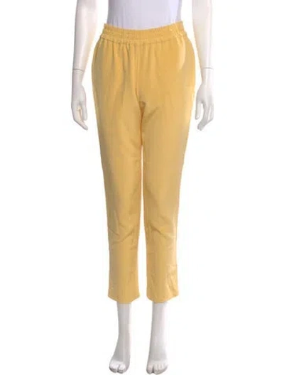Pre-owned Valentina Kova Silk Straight Leg Pants In Yellow