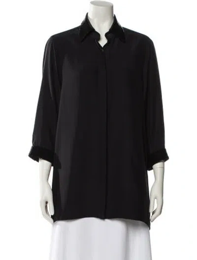Pre-owned Valentina Kova Silk Three-quarter Sleeve Blouse In Black