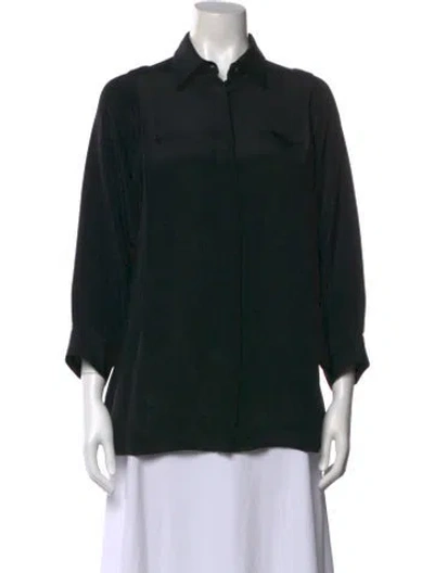 Pre-owned Valentina Kova Silk Three-quarter Sleeve Blouse In Black