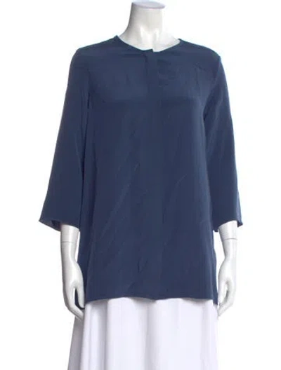 Pre-owned Valentina Kova Silk Three-quarter Sleeve Blouse In Blue